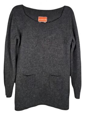 Merrell Wool Angora Blend Tunic Sweater Women's M Gray Long Sleeve Pockets